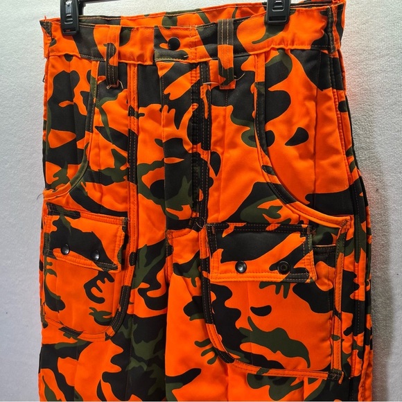 Camo Camouflage Orange Hunting Pants SafTbak Chiller Killer Mens 30-32 USA - Picture 2 of 11